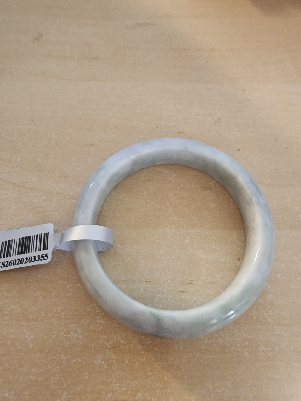 Light Green and White Jade Bangle Bracelet